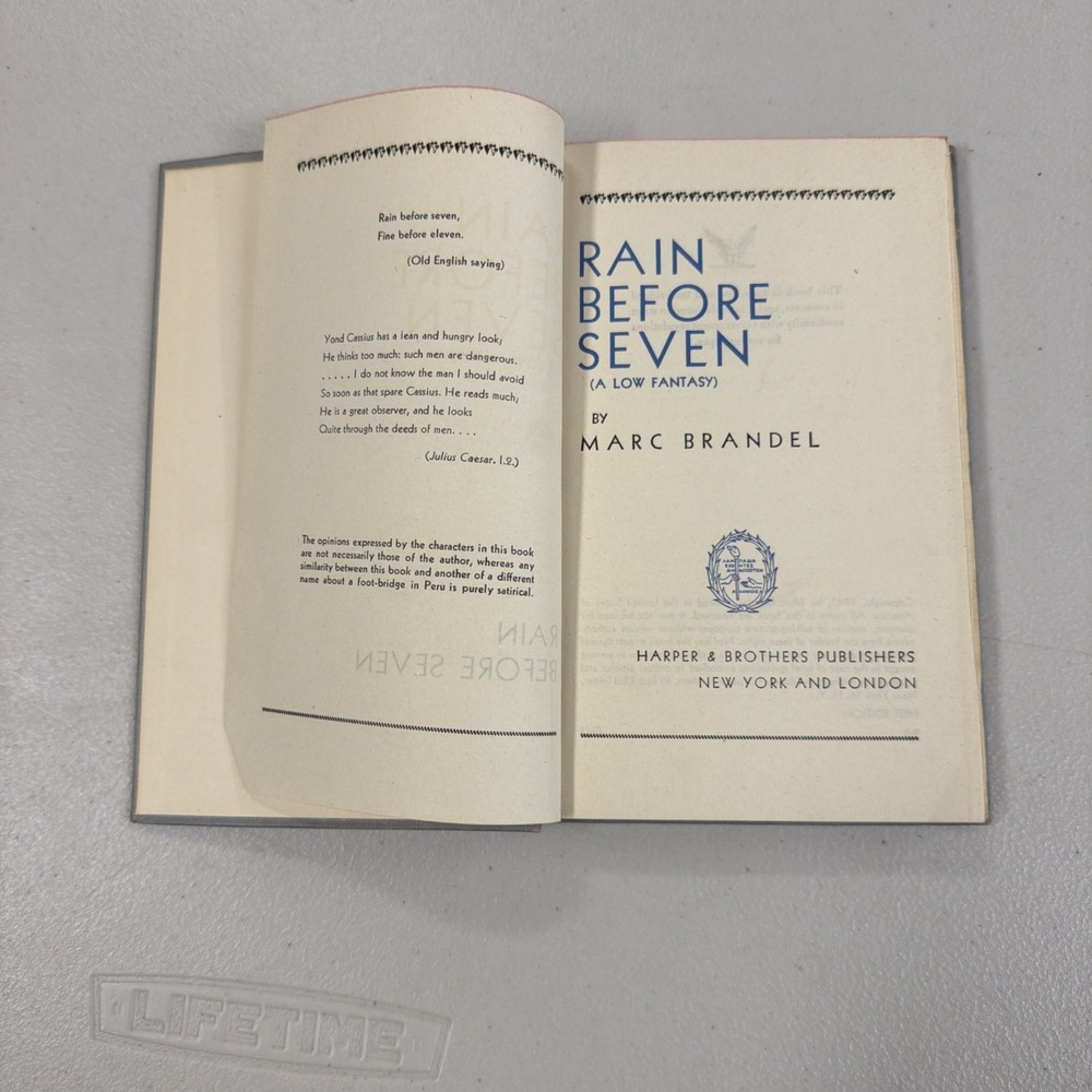 VTG 1945 novel Rain Before Seven (A Low Fantasy) by Marc Brandel